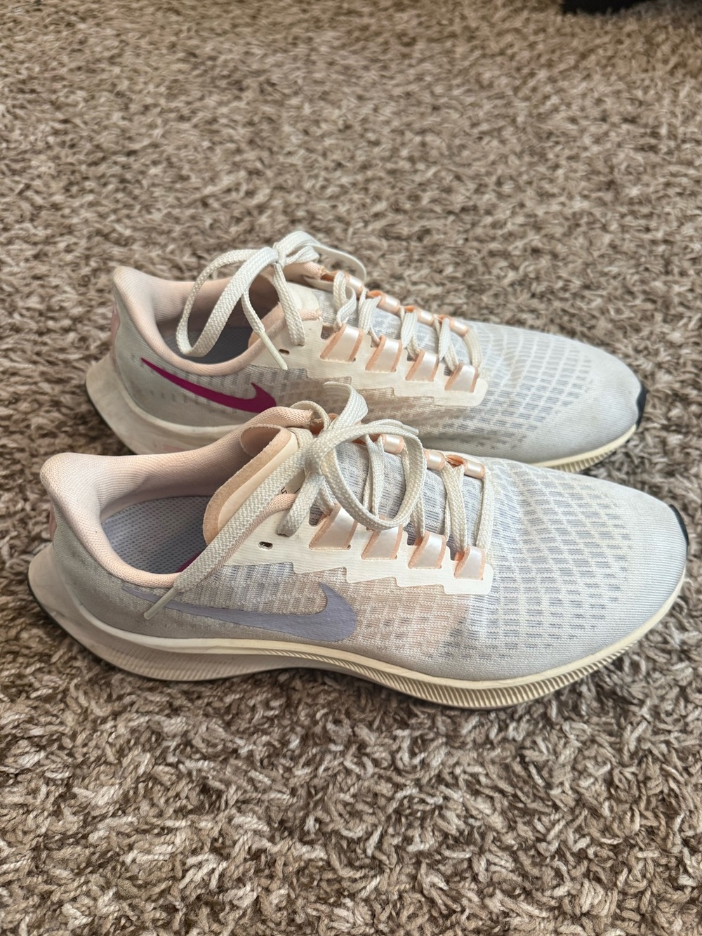 Nike Women’s White Sneakers with Pink and Light Blue Accents